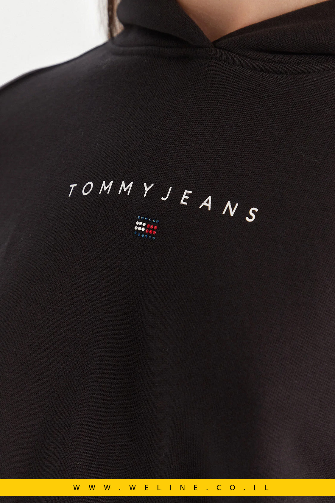 קפוצ'ון נשים Tommy Jeans Bling Linear – שחור Regular Fit