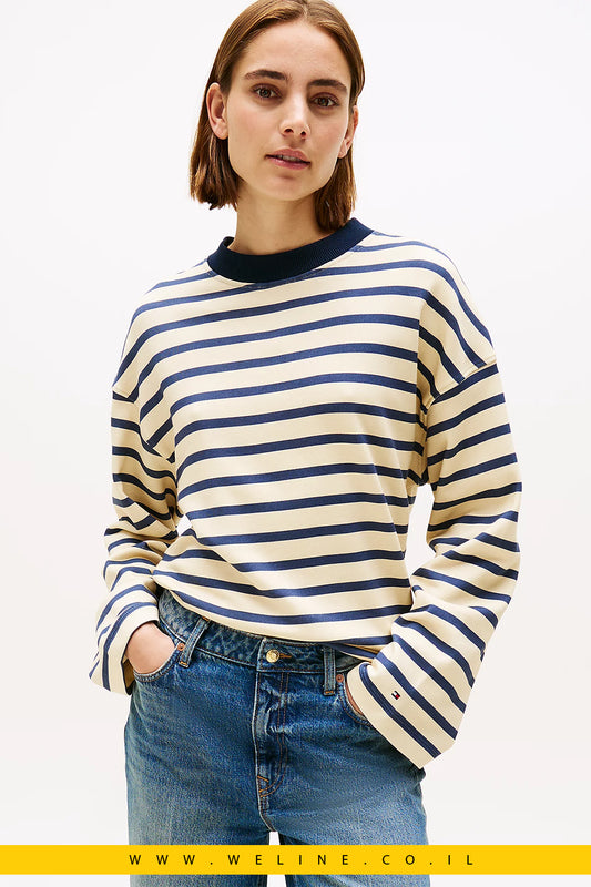 סווטשירט פסים עם כפתורי זהב לנשים Tommy Hilfiger