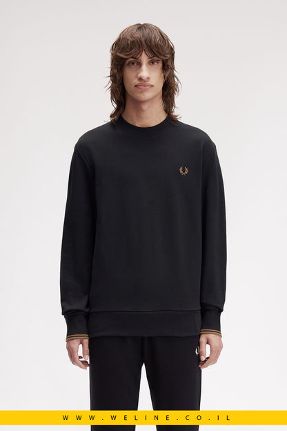 סווטשירט לגברים – Crew Neck בצבע שחור / Shaded Stone