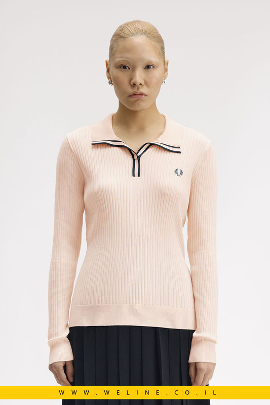 חולצת פולו סרוגה עם מרקם ריב – Fred Perry