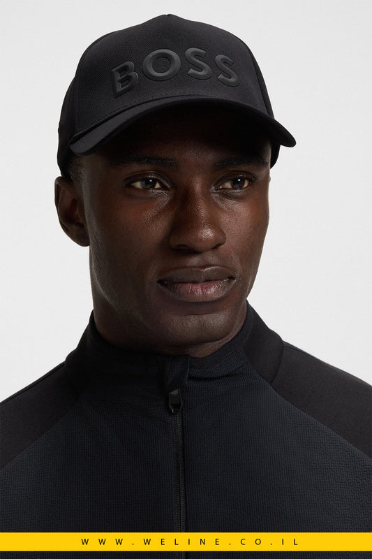 BOSS כובע שחור מטונל משריגת Mesh Piqué – דגם Pyer-Golf