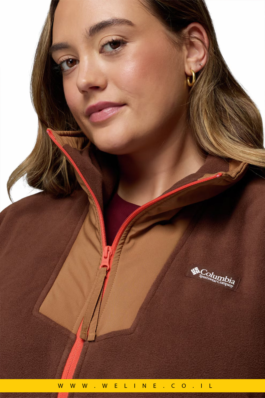 Columbia – סוויטשירט טיולים Sequoia Grove עם רוכסן, צבע Camel