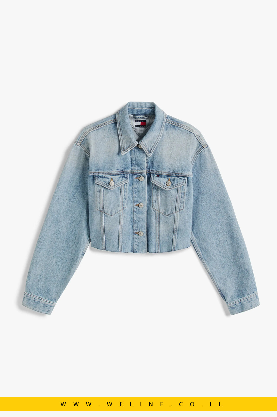 ג׳קט ג׳ינס נשים Tommy Jeans – Cropped Oversized עם לוגו אחורי גדול