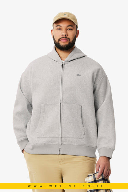 קפוצ'ון גברים Lacoste Zip-Up – אפור בגזרת Loose Fit