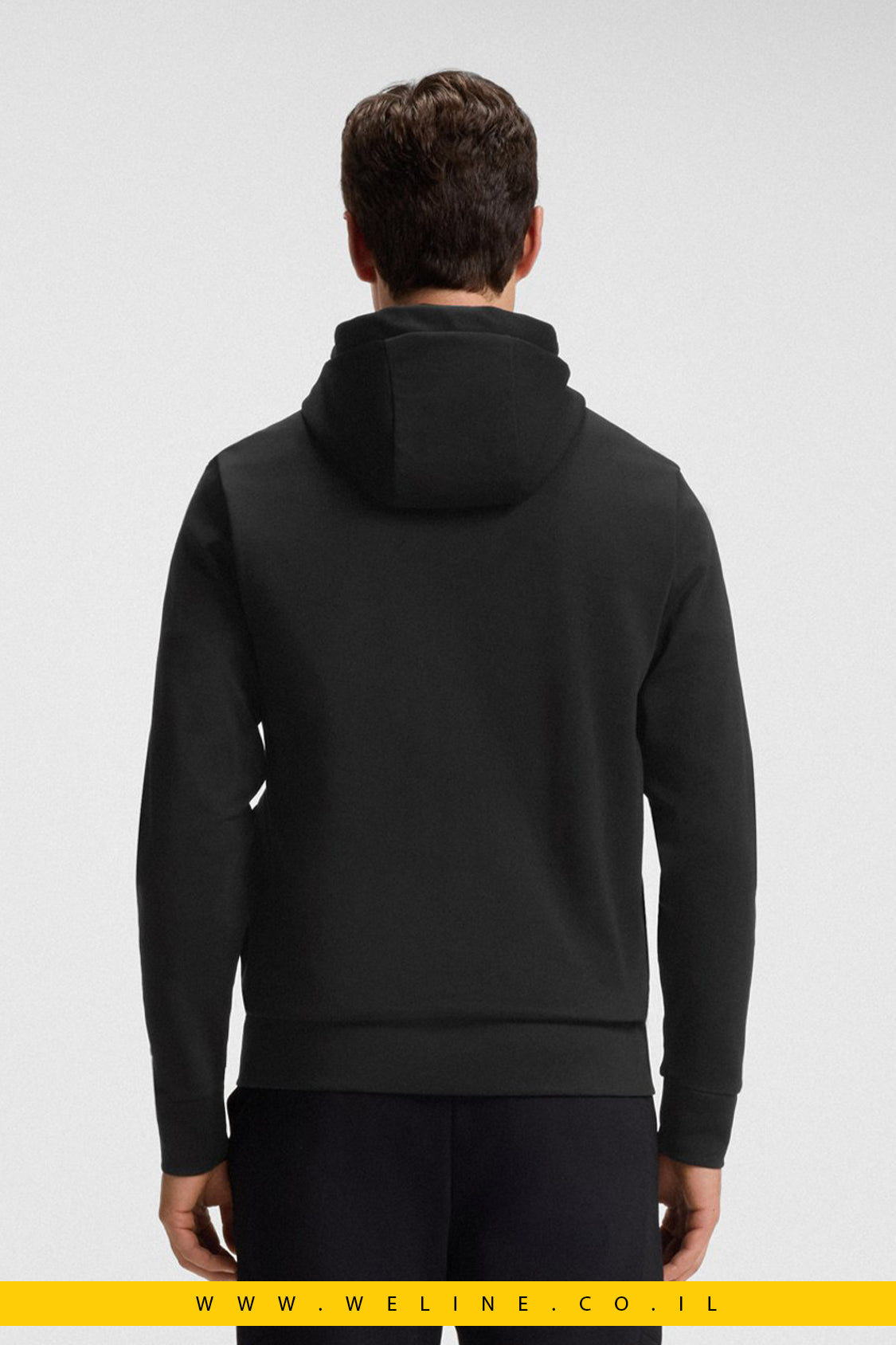 קפוצ'ון רוכסן מבד כותנה משולב עם מונוגרמת Double B – שחור | BOSS