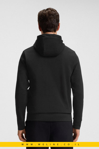 קפוצ'ון רוכסן מבד כותנה משולב עם מונוגרמת Double B – שחור | BOSS