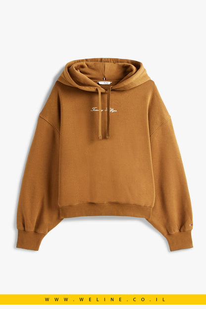 קפוצ׳ון נשים Tommy Hilfiger Textured Logo – גזרה רפויה