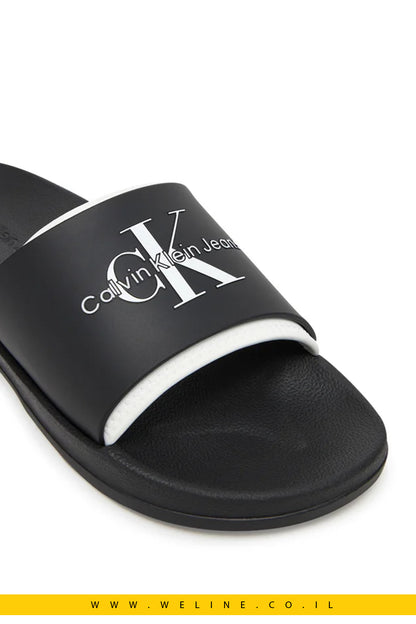 כפכפי גברים Calvin Klein Jeans – דגם Slide Rubber Neoprene Monologo