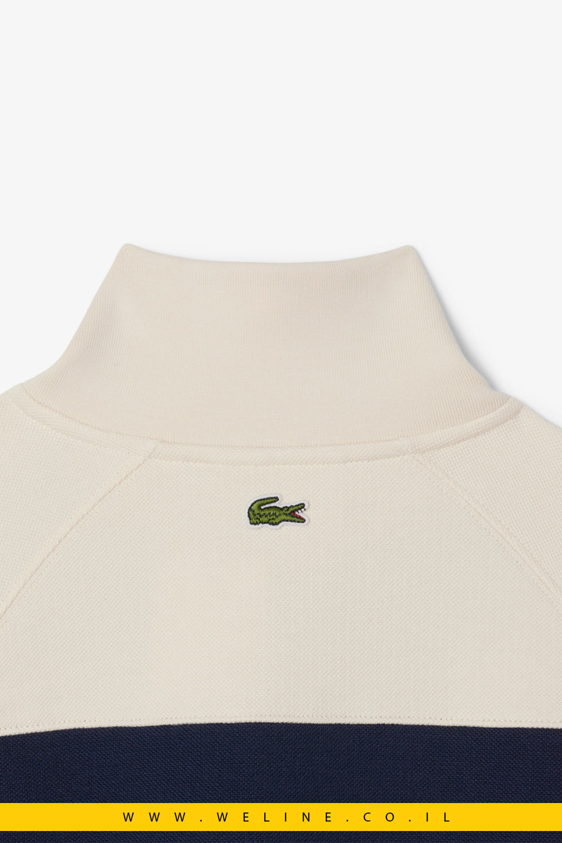סווטשירט רוכסן Made in France מבית Lacoste – כחול נייבי / לבן