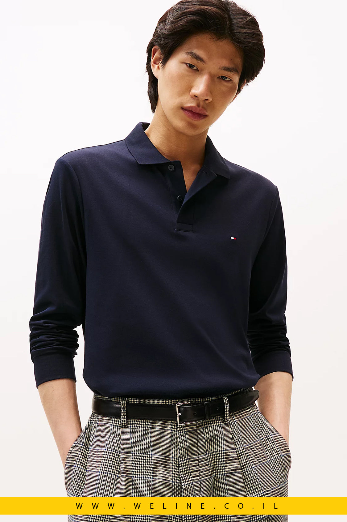 Tommy Hilfiger Regular Fit Long Sleeve Polo Shirt – חולצת פולו שרוול ארוך לגברים בצבע כחול
