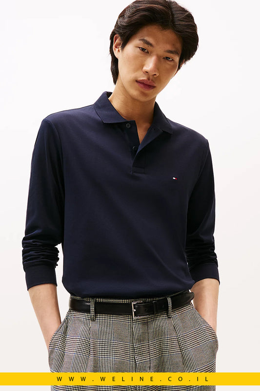 Tommy Hilfiger Regular Fit Long Sleeve Polo Shirt – חולצת פולו שרוול ארוך לגברים בצבע כחול