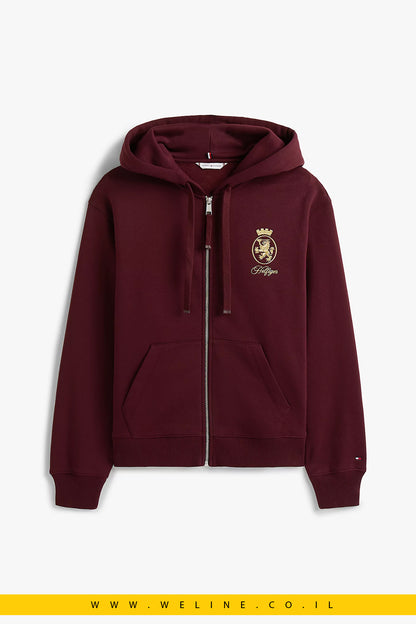 קפוצ'ון נשים Tommy Hilfiger עם רוכסן וזהב – רקמת TH Crest