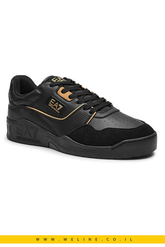 סניקרס עור לגברים בצבע שחור – EA7 Emporio Armani