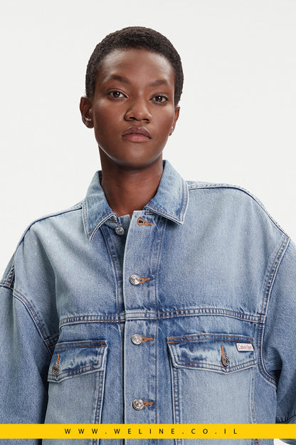 ג'קט ג'ינס נשים Calvin Klein Jeans – Regular Fit, צבע Rainy Blue