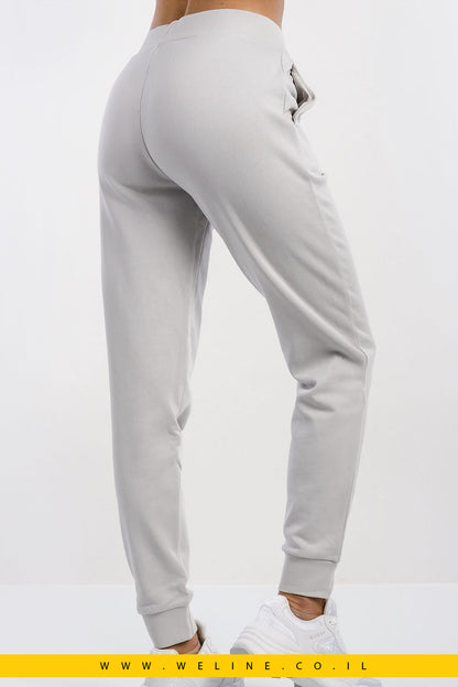 חליפת טרנינג EA7 לנשים בצבע אפור – קפוצ’ון עם לוגו קריסטלים