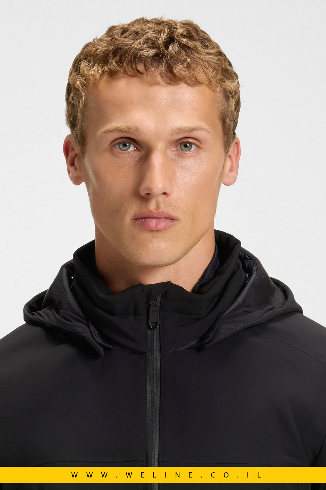 מעיל סופטשל לגברים עם קפוצ'ון נשלף – BOSS Menswear (שחור)