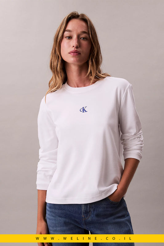 חולצת נשים Calvin Klein Ombre Logo – שרוול ארוך, גזרת Relaxed