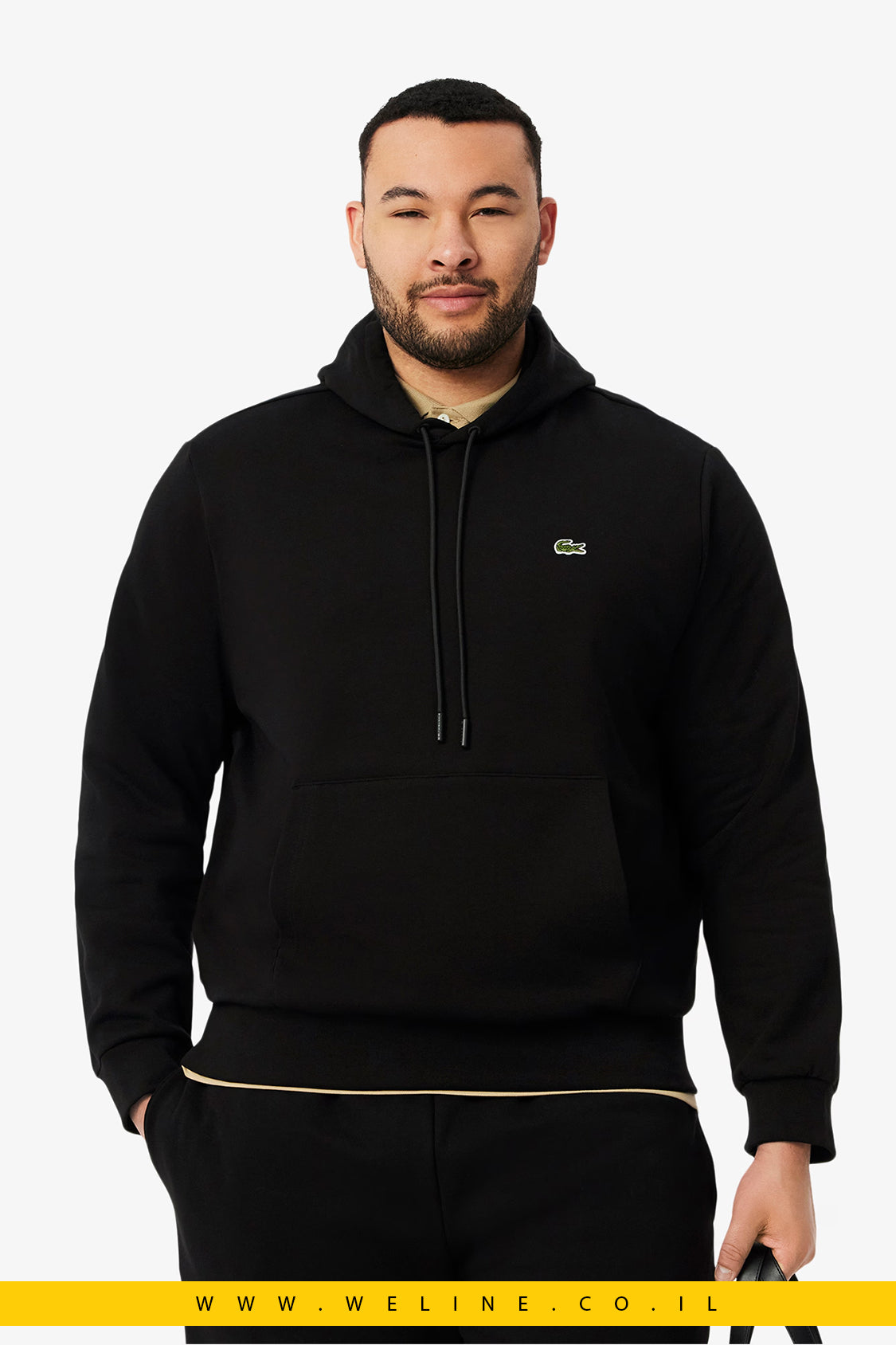 קפוצ’ון שחור פליס לגברים – Lacoste