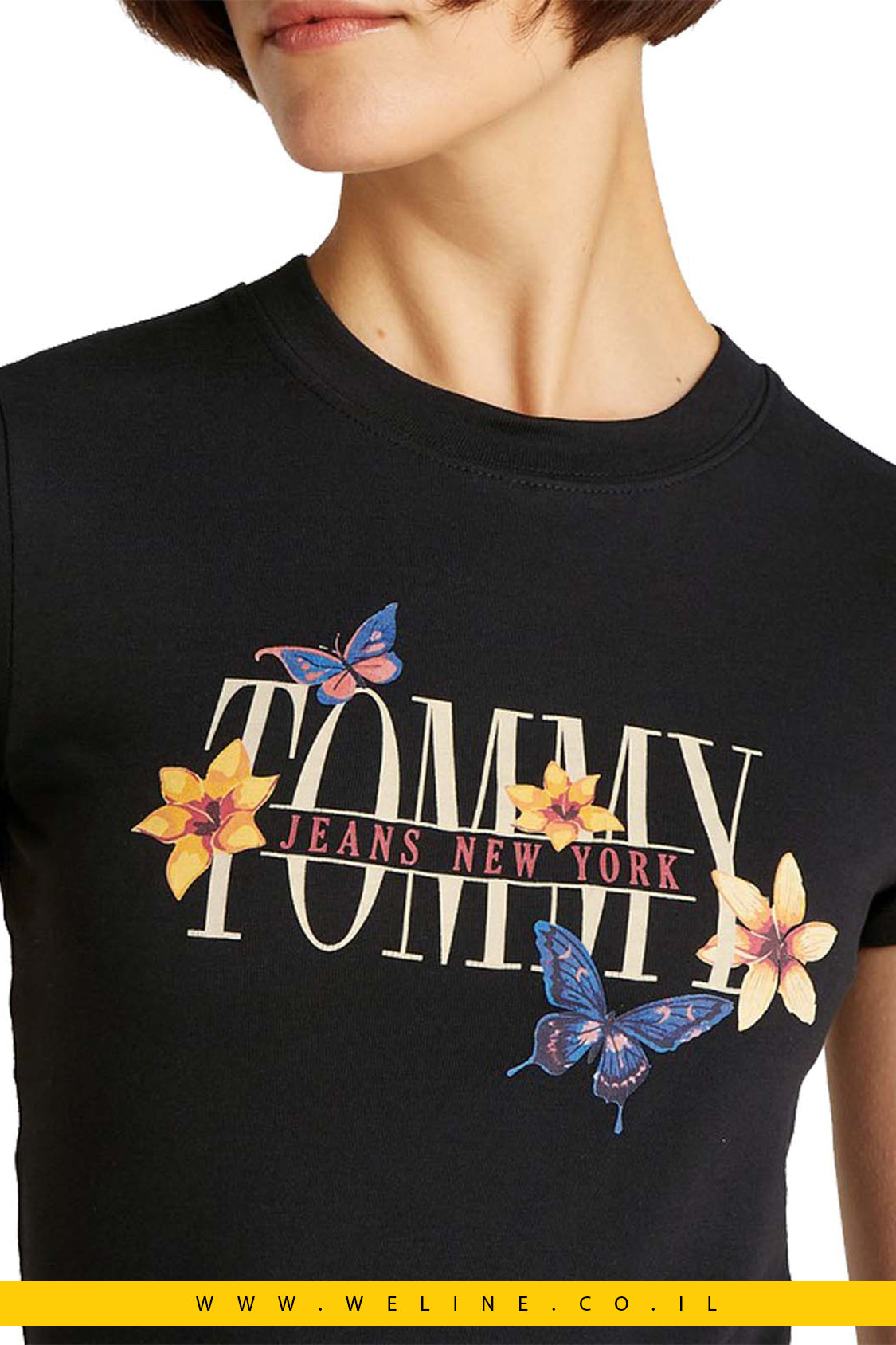 חולצת טי לנשים בגזרת Slim עם הדפס פרפר – Tommy Jeans
