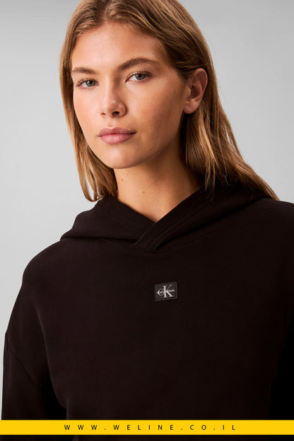 קפוצ'ון Calvin Klein Jeans – Woven Label Peached Hoodie שחור