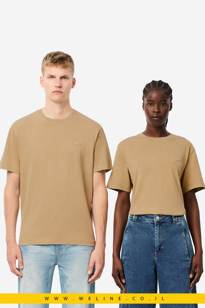 חולצת טי יוניסקס מכותנה כבדה עם אפקט שטיפה – Lacoste