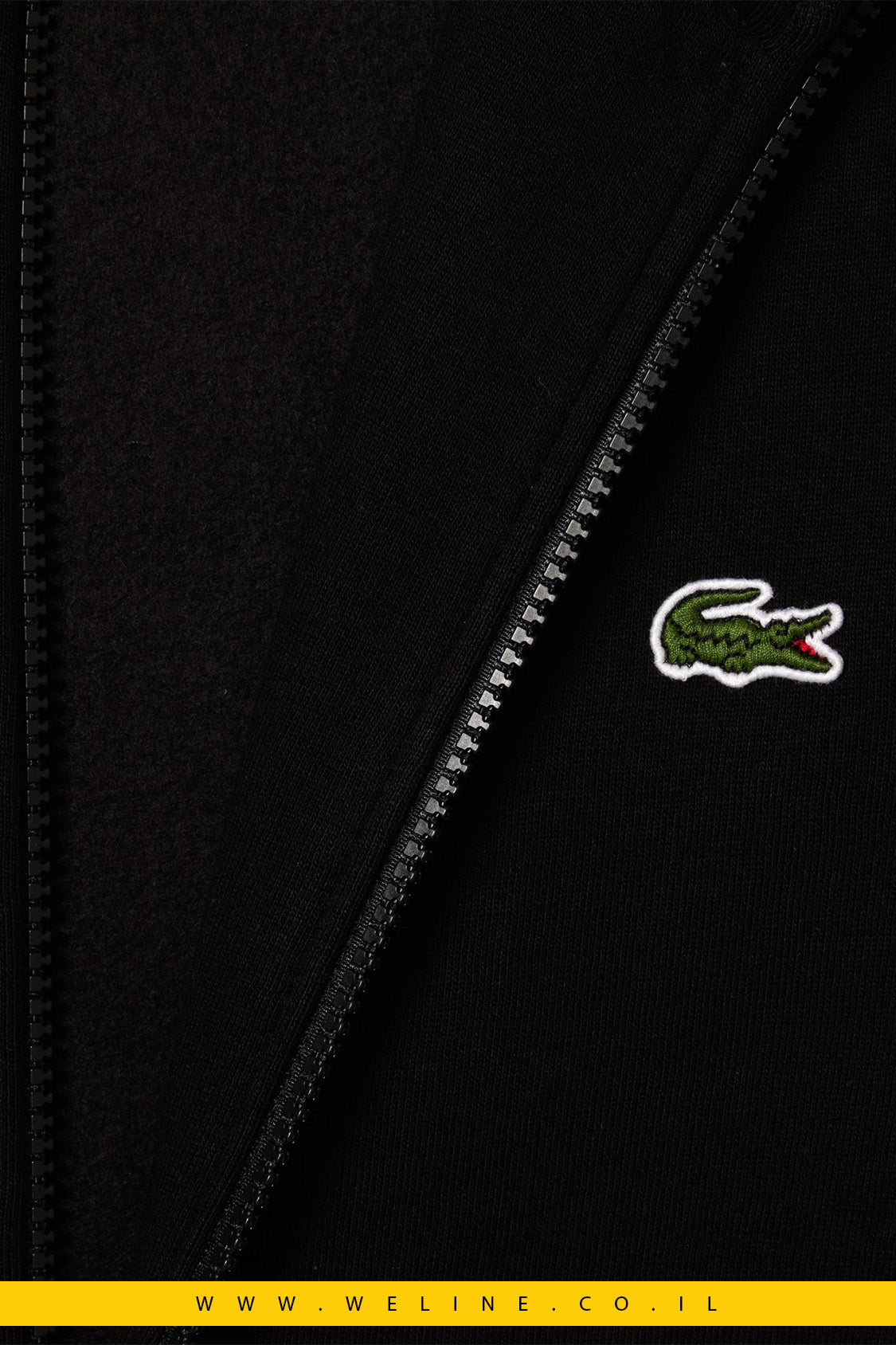 סווטשירט פליז עם רוכסן וצווארון גבוה לגברים Lacoste