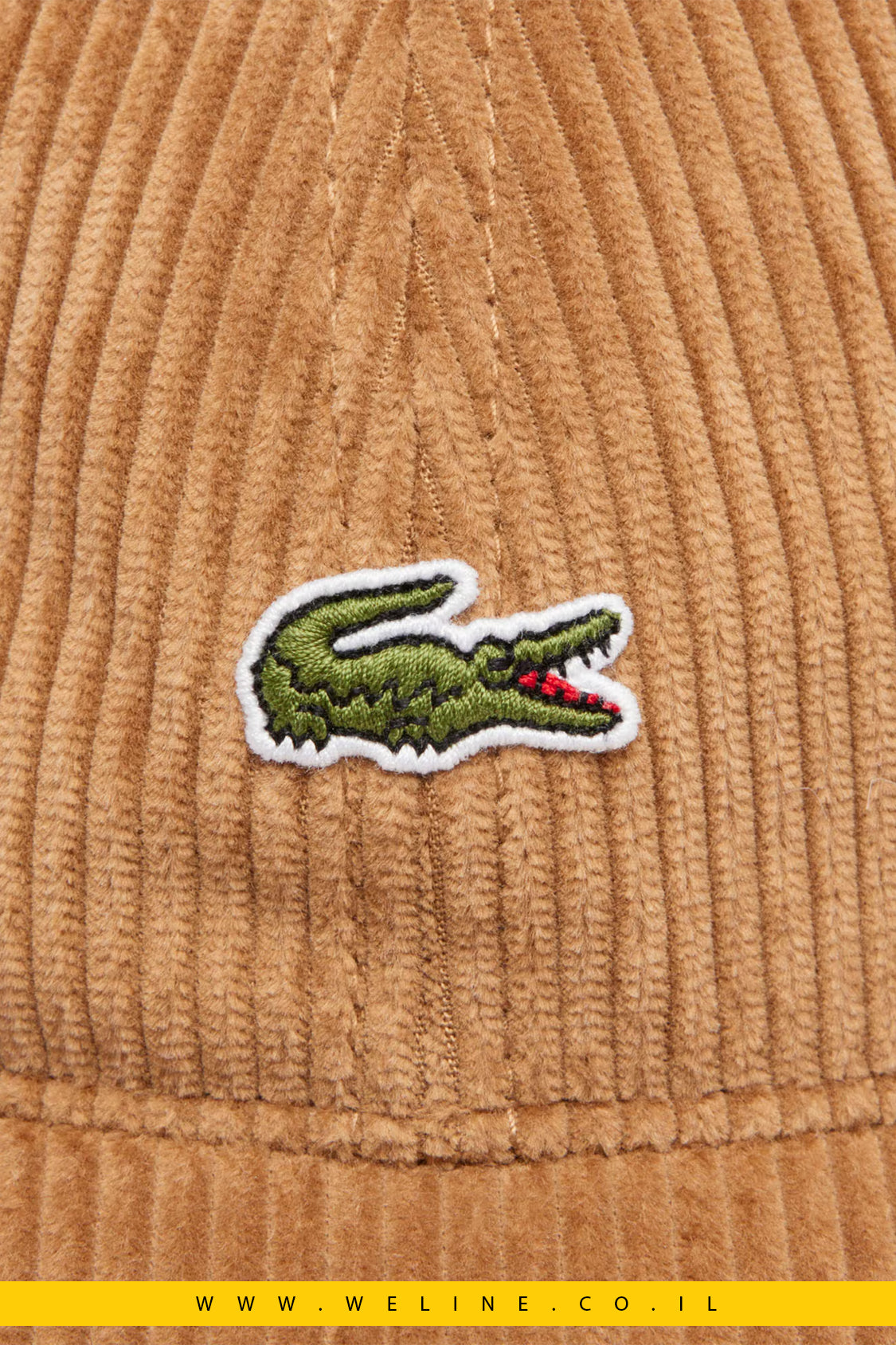 כובע יוניסקס מבד קורדרוי כותנה מבית Lacoste – חום