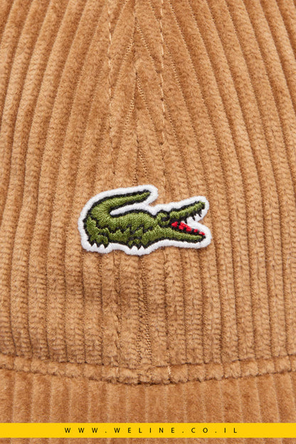 כובע יוניסקס מבד קורדרוי כותנה מבית Lacoste – חום
