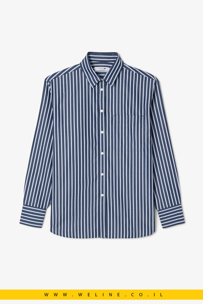 חולצת נשים Lacoste Poplin Oversized – כותנה כחולה