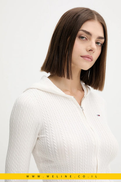 ג’אמפר Tommy Jeans לנשים עם קפוצ’ון