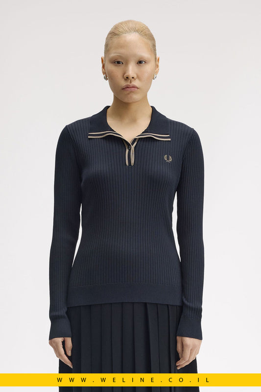 חולצת פולו סרוגה עם מרקם ריב – Fred Perry