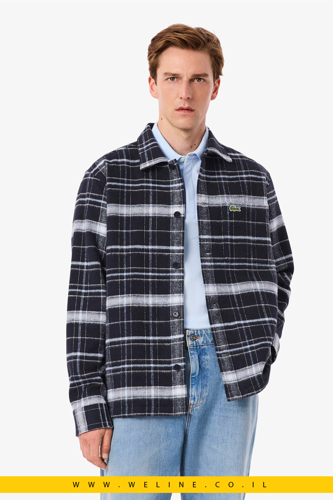 חולצת אוברשירט משובצת מכותנה מוברשת – Overshirt aus karierter Baumwolle