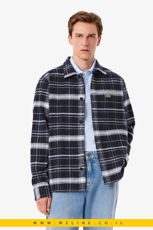 חולצת אוברשירט משובצת מכותנה מוברשת – Overshirt aus karierter Baumwolle