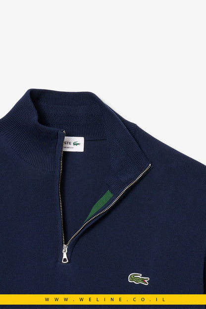 סוודר כותנה עם רוכסן וצווארון גבוהLacoste