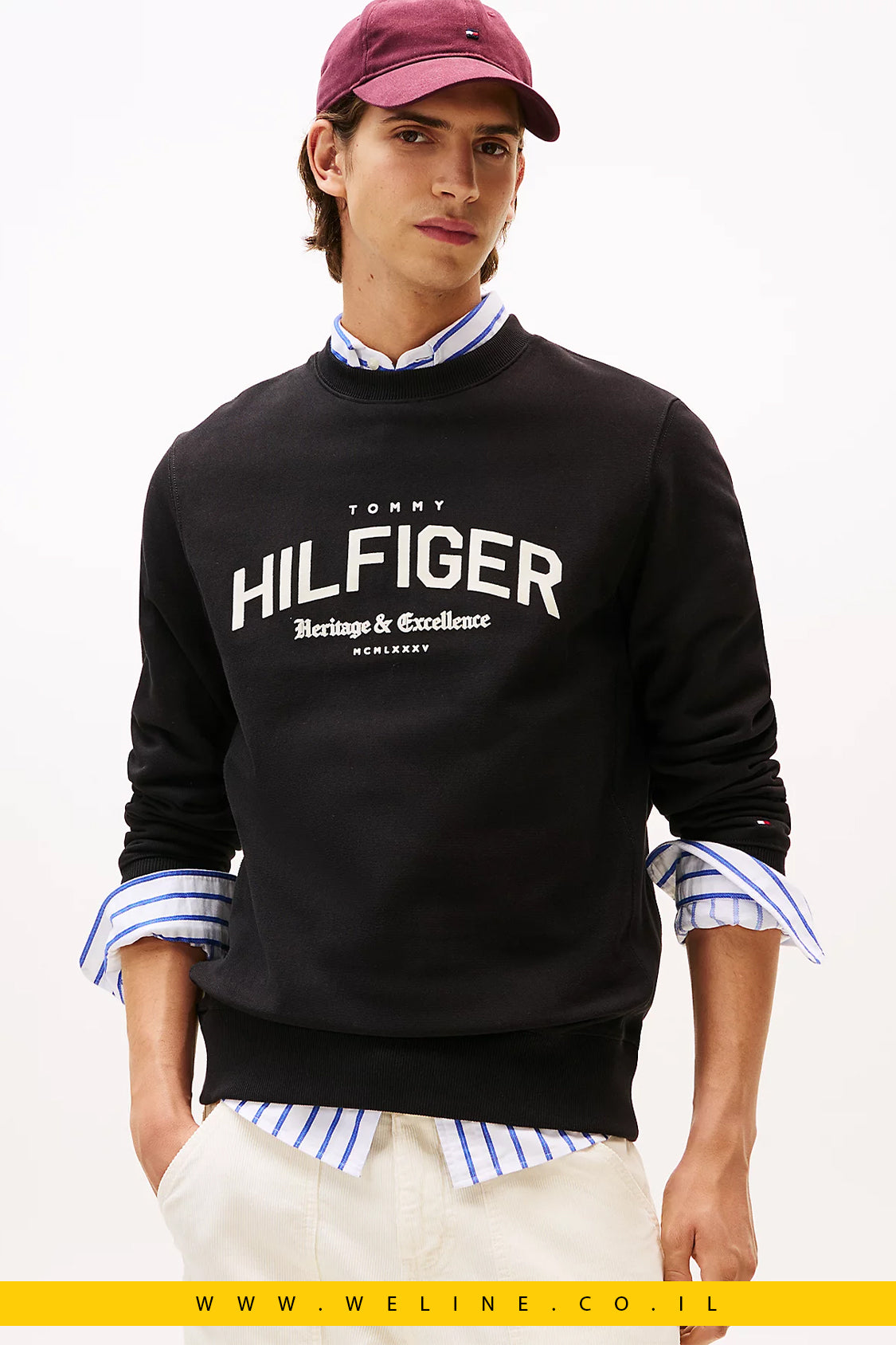 Arch Logo Terry Crew Neck Sweatshirt – סווטשירט קלאסי מבית Tommy Hilfiger