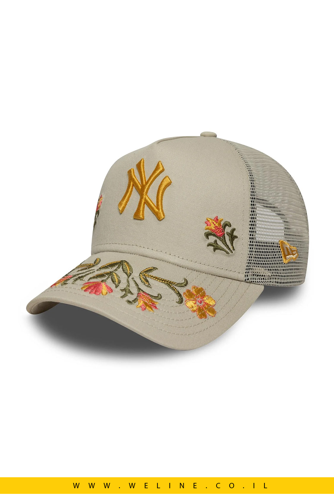 כובע New Era New York Yankees Floral Icon Stone Trucker 9FORTY – סטון | Snapback