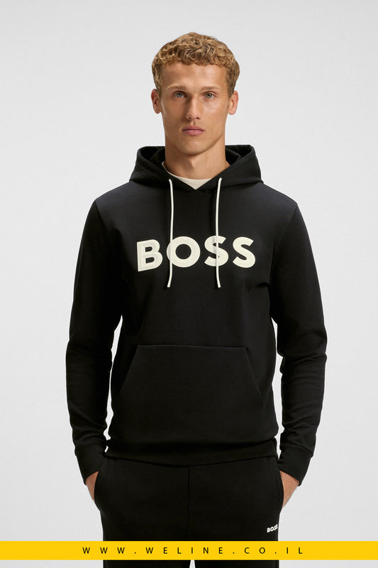 קפוצ'ון כותנה עם לוגו תלת־ממדי – BOSS