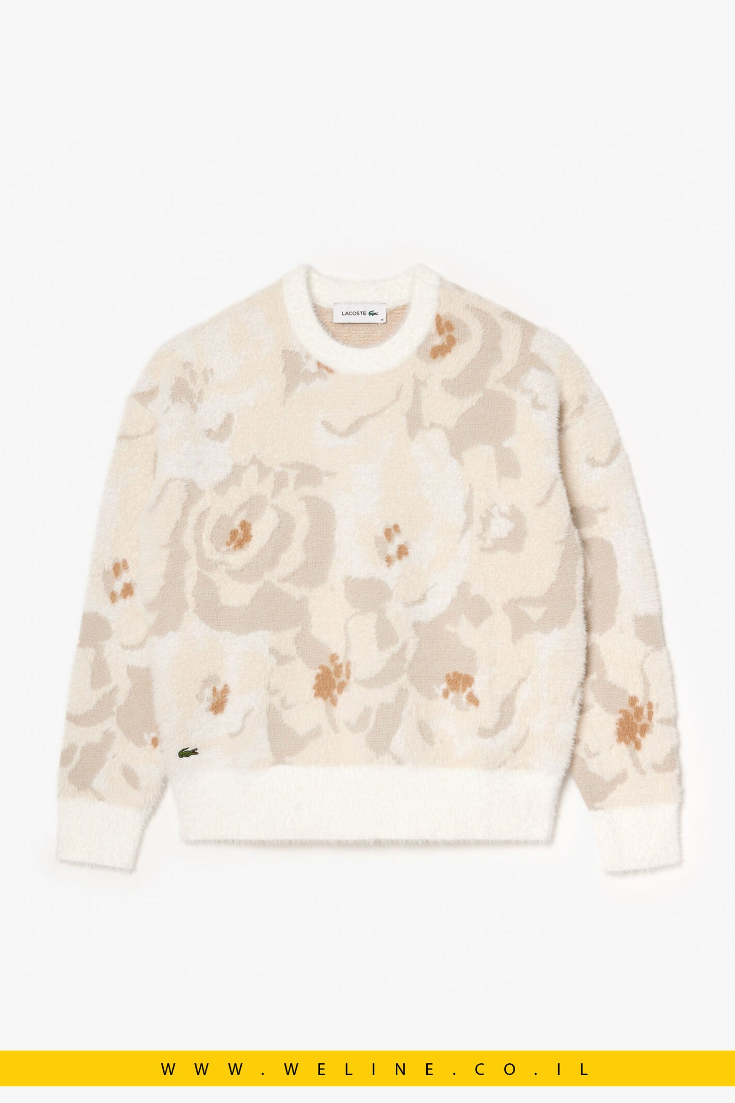 סוודר סרוג בעיצוב ג'קארד פרחוני (Floral Jacquard Knit Sweater)