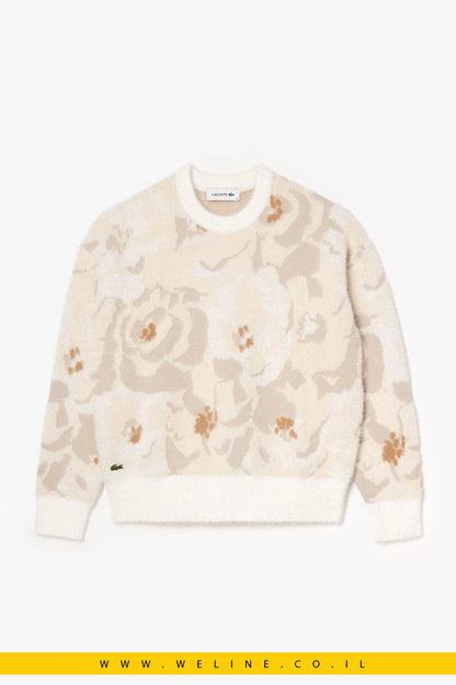 סוודר סרוג בעיצוב ג'קארד פרחוני (Floral Jacquard Knit Sweater)