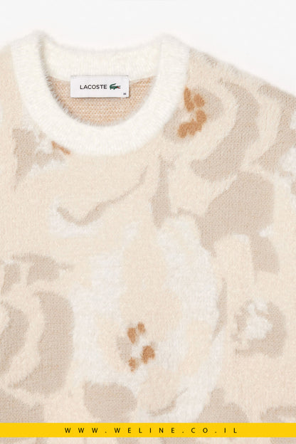 סוודר סרוג בעיצוב ג'קארד פרחוני (Floral Jacquard Knit Sweater)