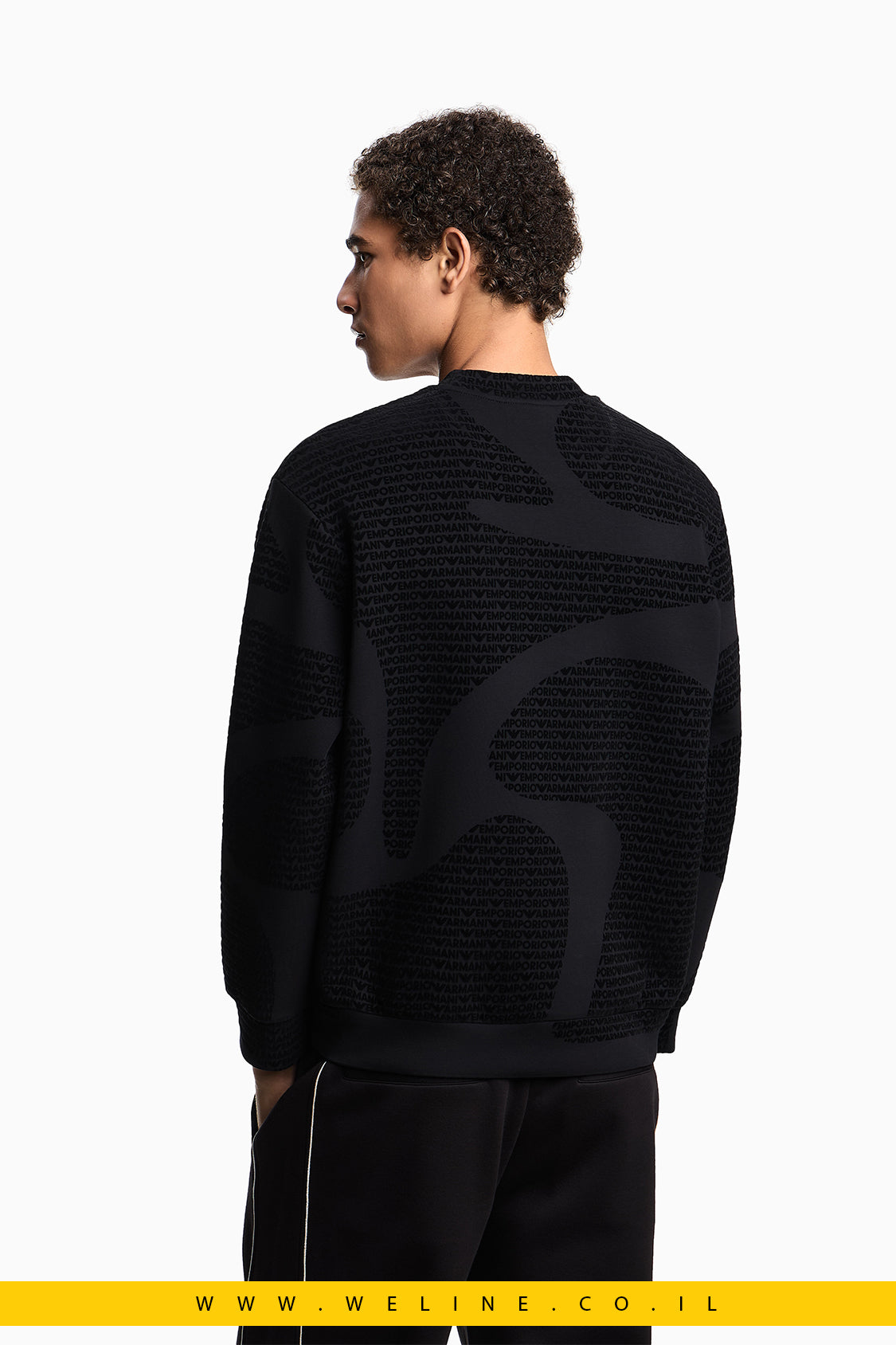 סווטשירט ג׳רזי מתערובת ליאוסל עם הדפס פלוק מלא ולוגו מובלט