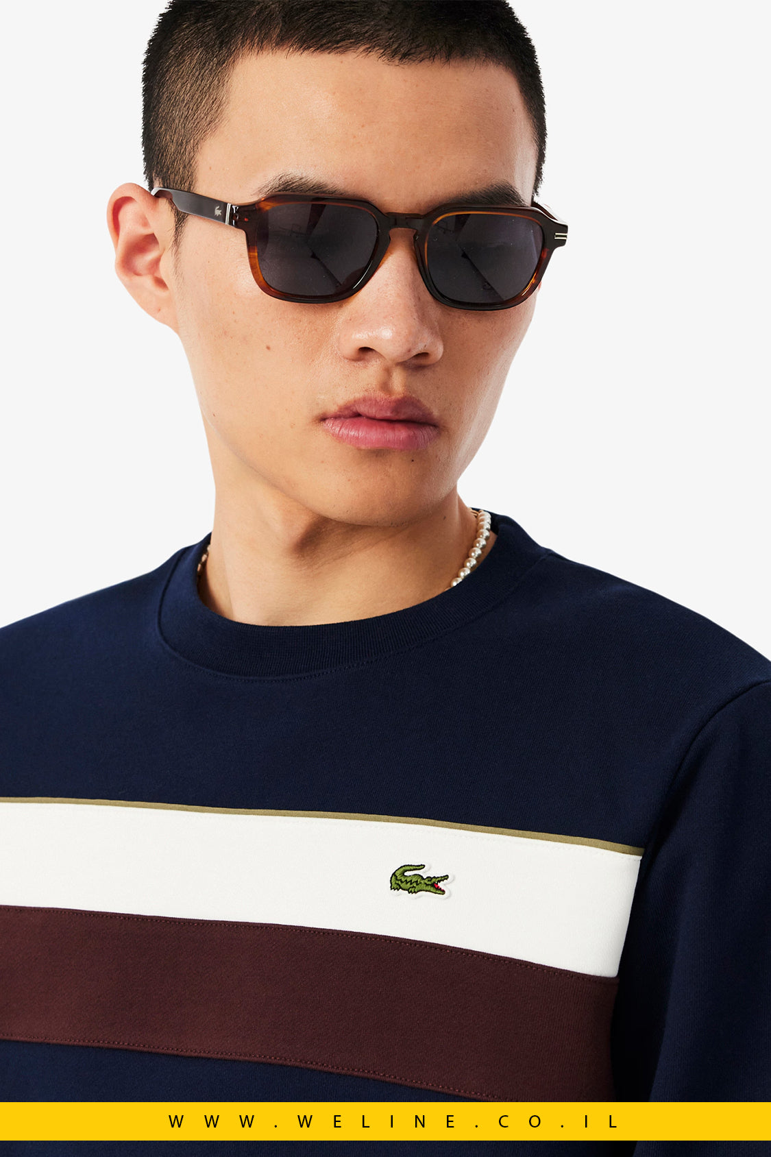 סווטשירט פליז Colour-Block לגברים Lacoste