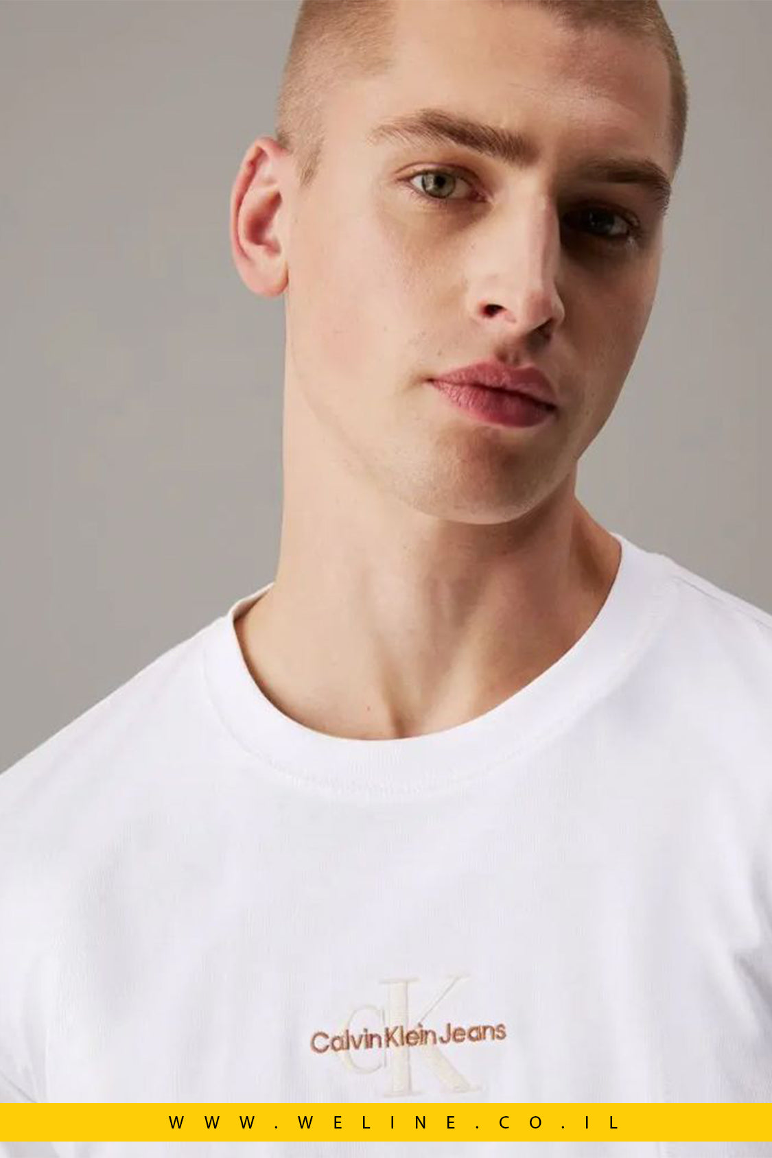 טי-שירט Calvin Klein Monologo לגברים – לבן