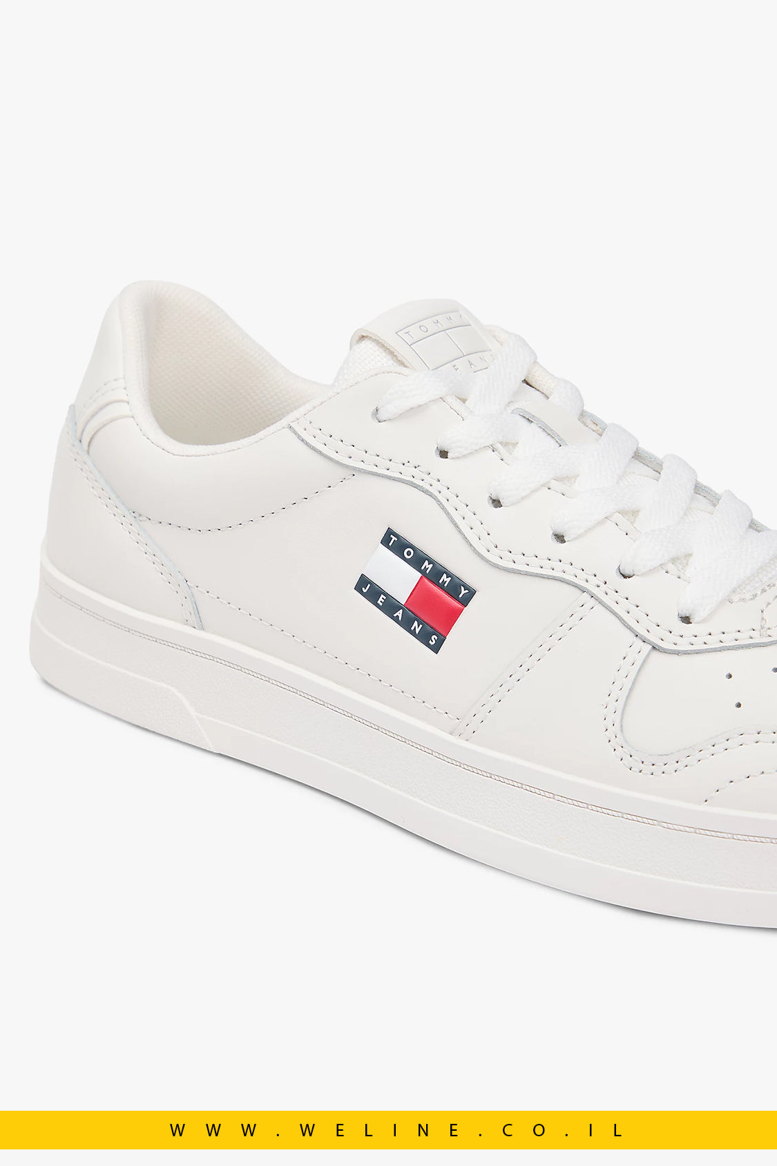 סניקרס עור לנשים לבן Tommy Jeans Greenwich Leather Contrast Heel – צבע