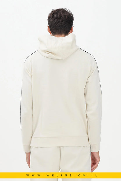 קפוצ'ון גברים EA7 Logo Series – צבע קרם, גזרת Regular