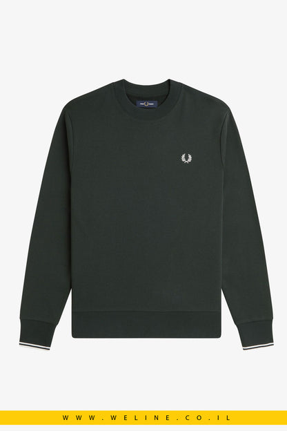 סווטשירט קלאסי צווארון עגול – Fred Perry Crew Neck Sweatshirt (Night Green)