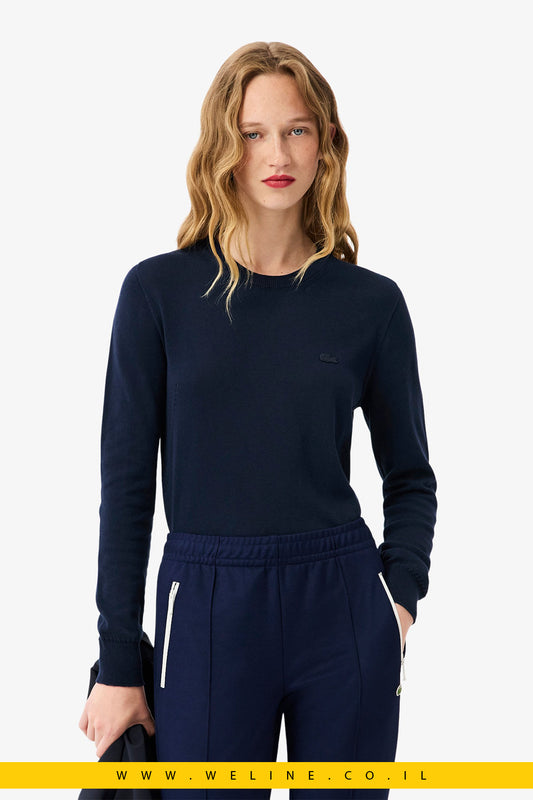 סוודר נשים 3D Knit בצוואר עגול – Lacoste