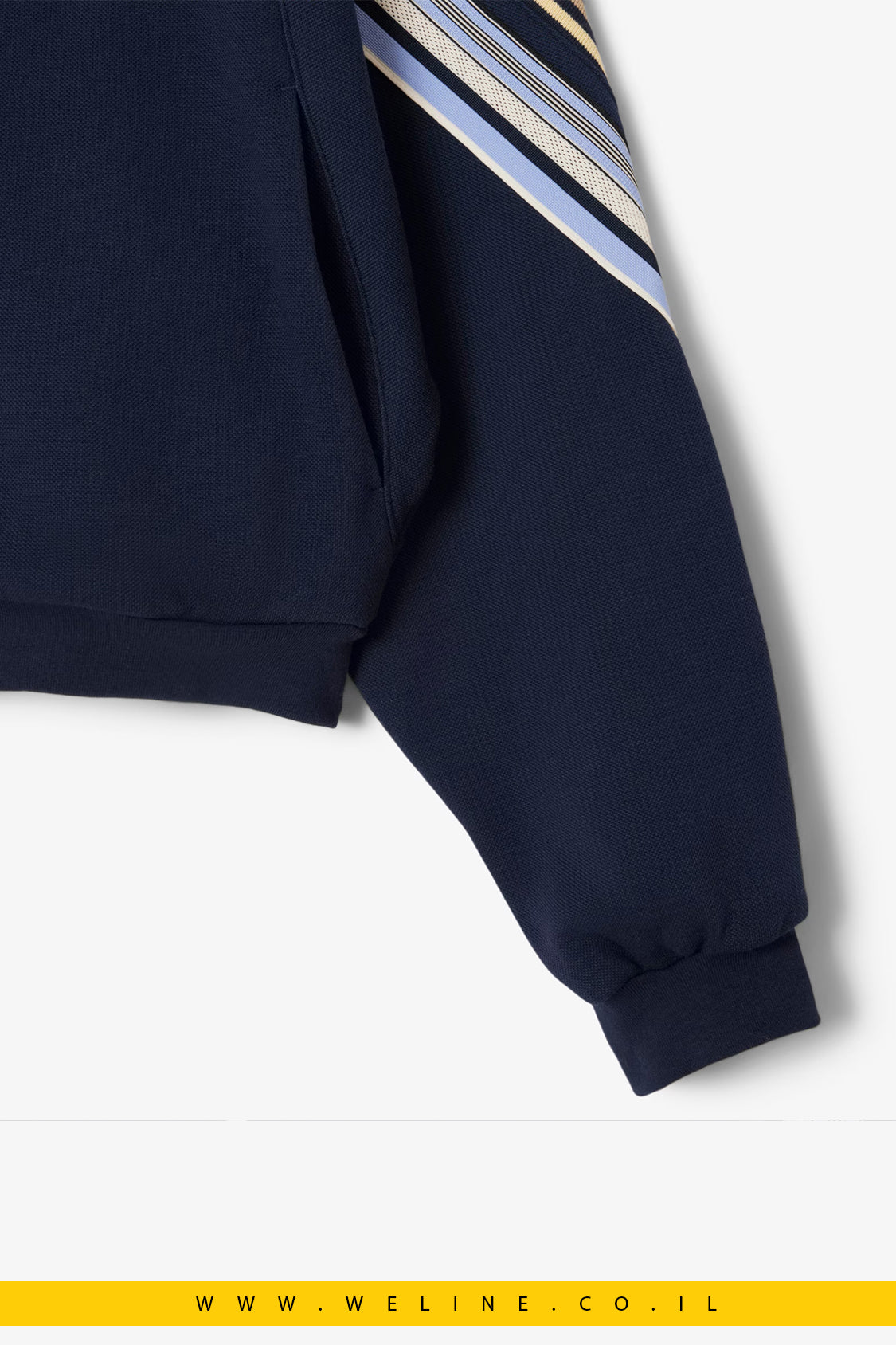 סווטשירט רוכסן Made in France מבית Lacoste – כחול נייבי / לבן