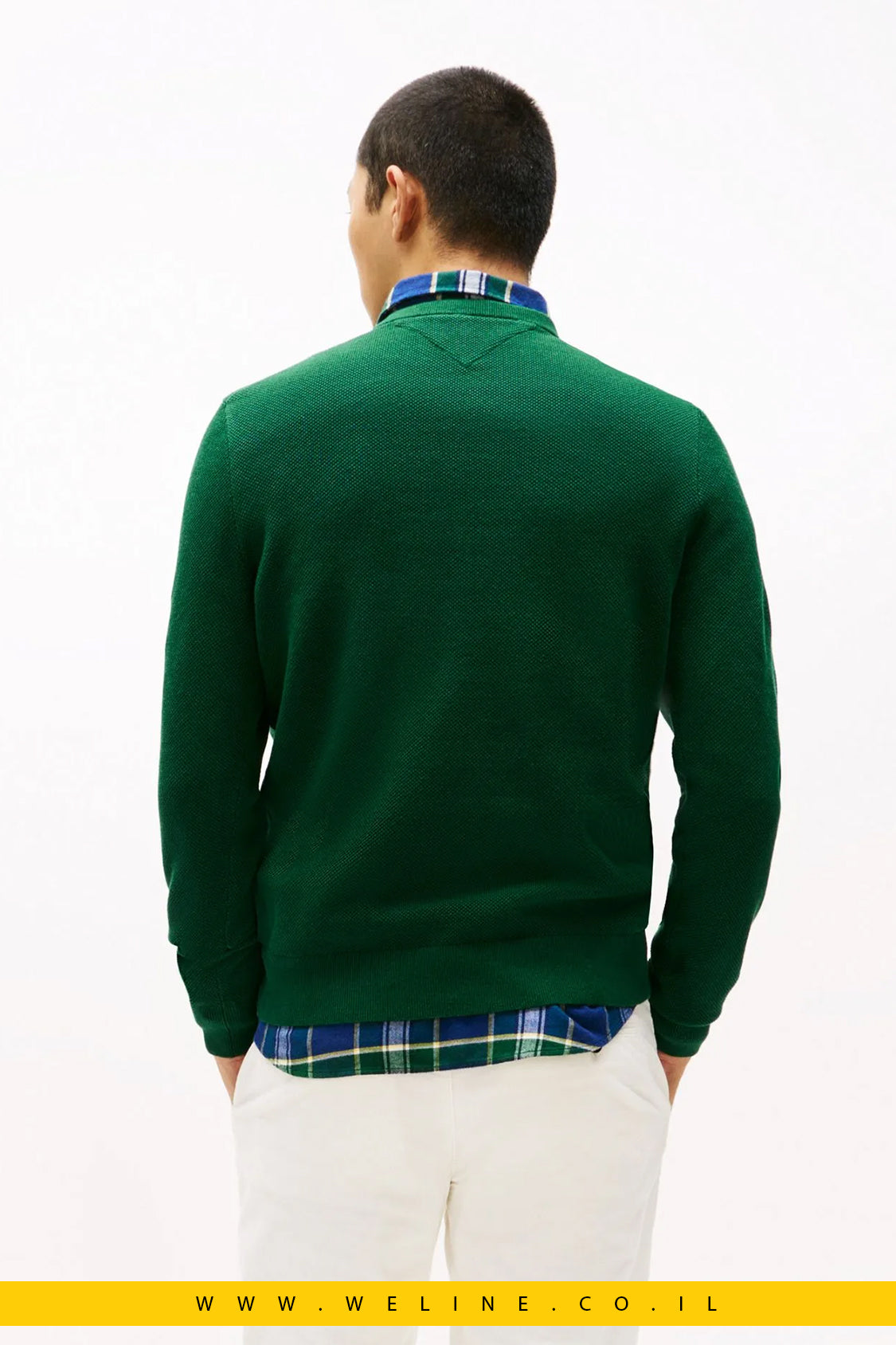 סוודר סריג גברים Tommy Hilfiger – טקסטורה מיוחדת, ירוק Ornamental