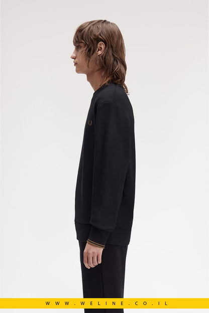 סווטשירט לגברים – Crew Neck בצבע שחור / Shaded Stone